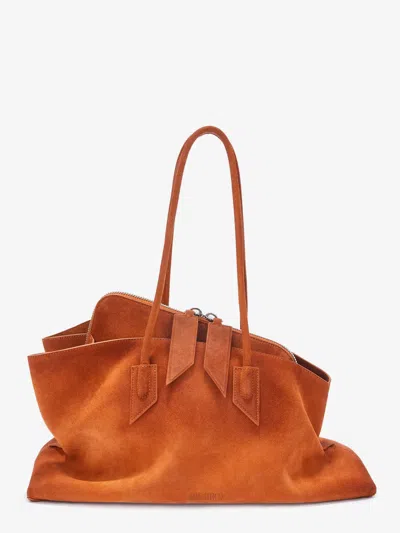 Attico La Passeggiata Medium Suede Shoulder Bag In Brown