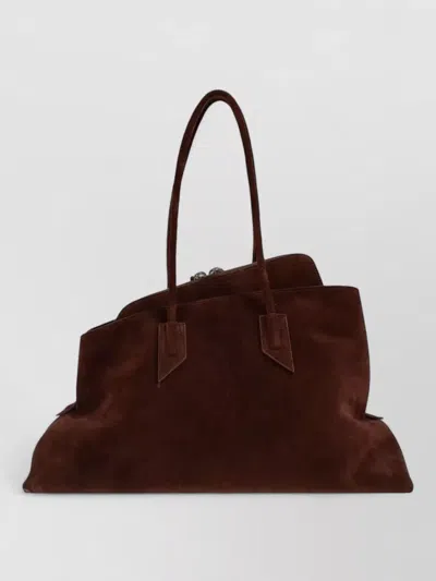 Attico Medium Calfskin Leather Tote Bag In Brown