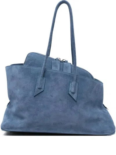 Attico La Passeggiata Medium Suede Tote Bag In Blue
