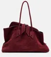 Attico La Passeggiata Medium Suede Tote Bag In Burgundy