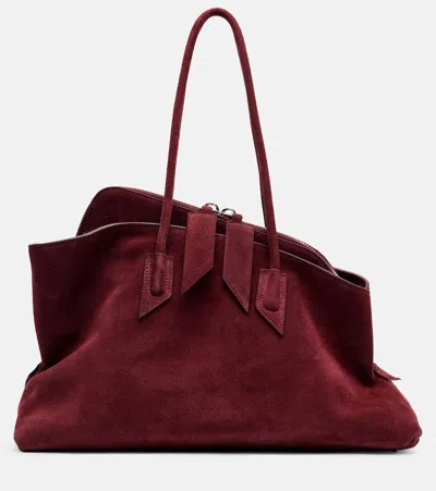 Attico La Passeggiata Medium Suede Tote Bag In Burgundy