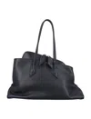 Attico La Passeggiata Smooth Leather Tote Bag In Black