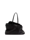 Attico Black Leather Medium La Passeggiata Shoulder Bag In Black