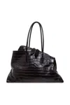 Attico La Passegiata Medium Asymmetric Croc-effect Leather Tote In Brown