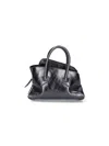 Attico Mini Crinkle Calf Leather Shoulder Bag With Adjustable Strap In Black