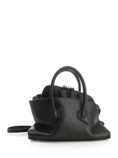 ATTICO LA PASSEGGIATA MINI CALF LEATHER HANDBAGS BLACK