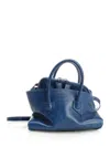 Attico La Passeggiata Mini Craqueled Leather Handbags Blue In Blue