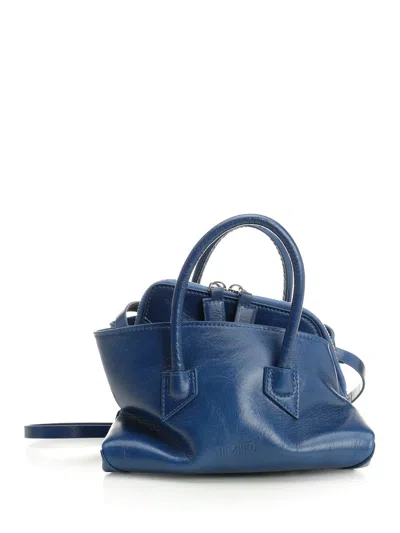 Attico La Passeggiata Mini Craqueled Leather Handbags Blue