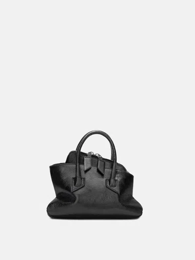 Attico ''la Passeggiata Mini'' Dark Grey Top Handle In Black