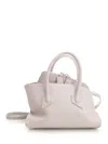 Attico La Passeggiata Mini Grained Leather Handbags Grey In White
