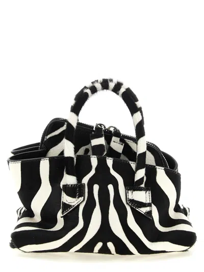 Attico La Passeggiata Mini Asymmetric Zebra-print Calf Hair Tote In Multi