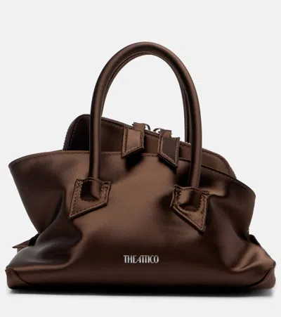 Attico La Passeggiata Mini Satin Tote Bag In Brown