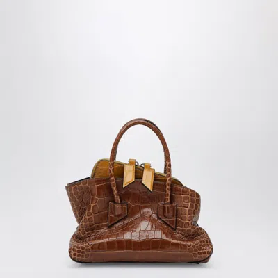Attico La Passeggiata Mini Shaded Brown Crocodile-print Leather Bag