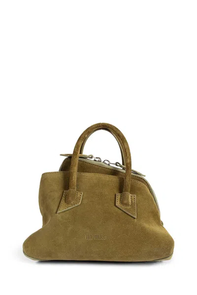 Attico La Passeggiata Mini Suede Top Handle Bag In Brown
