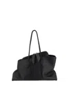 Attico La Passeggiata Medium Asymmetric Leather Tote In Black