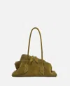 Attico La Passeggiata Small Bag In Khaki Green Suede In Green