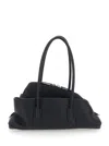 Attico 'la Passeggiata Small' Black Shoulder Bag With Tubular Handles And Impressed Logo On The Front