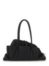 Attico 'la Passeggiata Small' Black Shoulder Bag With Tubular Handles And Impressed Logo On The Front In Le