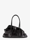 Attico La Passeggiata Small Laminated Leather Shoulder Bag In Gray