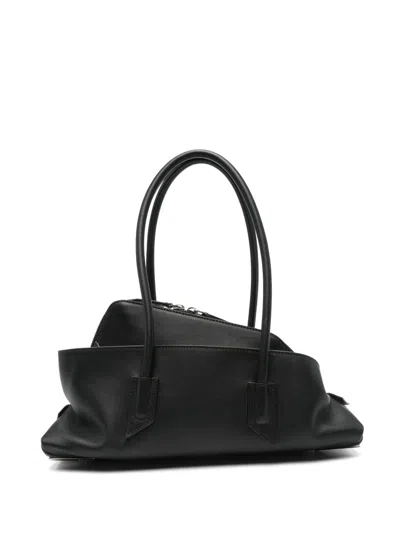 Attico La Passeggiata Small Leather Shoulder Bag In Black