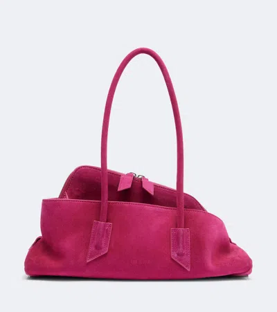Attico La Passeggiata Small Suede Tote Bag In Pink