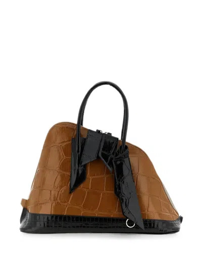 Attico La Sant Ambroeus Crocodile-effect Tote Bag In Brown