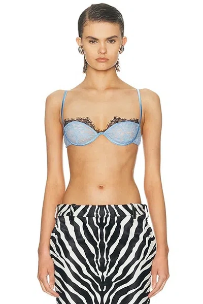 Attico Lace-trim Bow-detail Bra In Blue