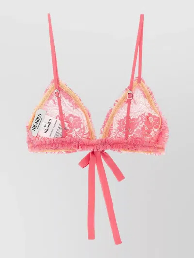 Attico Lace Bra Floral Pattern Sheer Fabric In Pink