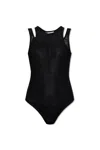 Attico Lace-detailed Crewneck Bodysuit In Black