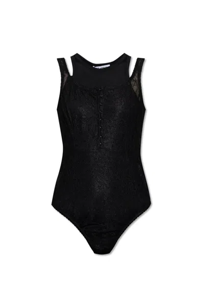 ATTICO LACE-DETAILED CREWNECK BODYSUIT