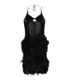 Shop Attico The  Feather Embellished Spaghetti Strap Midi Dress In Black