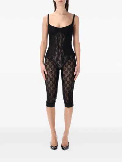 Attico Lace Overall Catsuit In Black