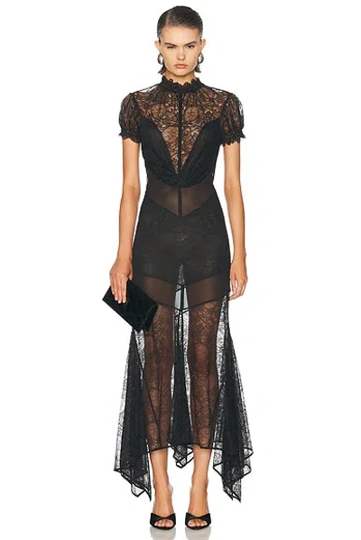 Attico Lace Midi Dress In Black