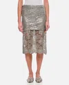 Attico Lace Midi Skirt In Silver