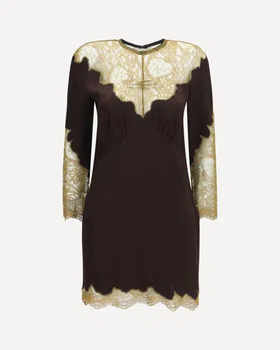 Attico Lace Mini Dress In Brown