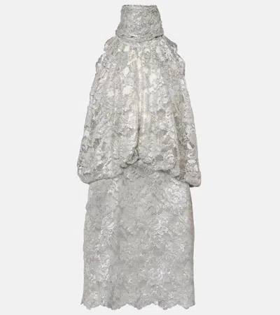 Attico Lace Minidress In Grey
