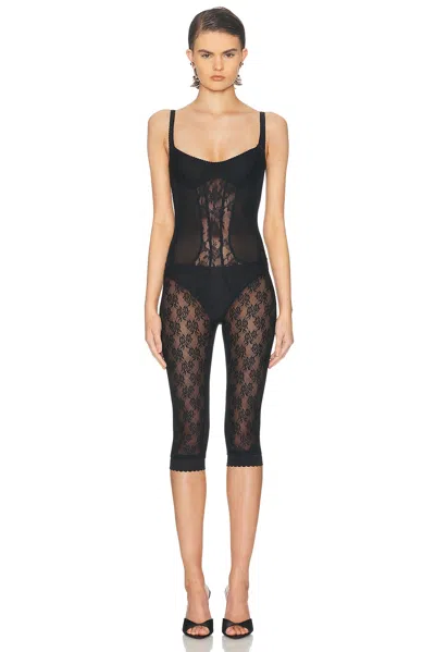 Attico Lace Overall Catsuit In Black