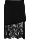 Attico Lace-panel Midi Skirt In Black