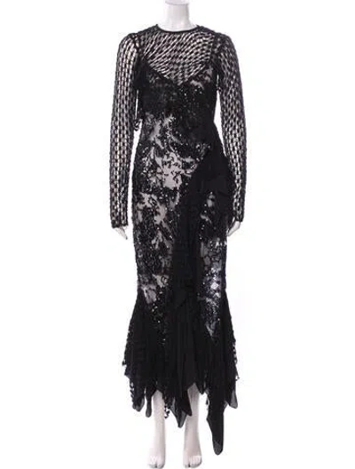 Pre-owned Attico Lace Pattern Long Dress In Blue