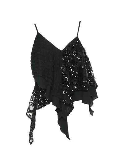 Pre-owned Attico Lace Sequins Top In Black