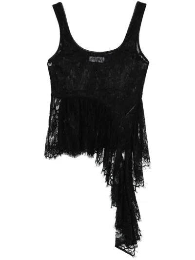 Attico Lace Tank Top In Black