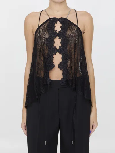 Attico Lace Tank Top In Black