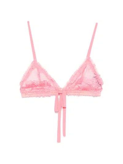 Attico Lace Triangle Bra In Pink