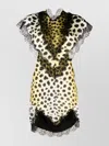 Attico Jace Cheetah-print Lace-trim Cutout Mini Dress