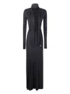 Attico Lace-up Long-sleeves Maxi Dress In Blue