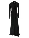Attico Asymmetrical V-neck Dress With Flared Train In Black
