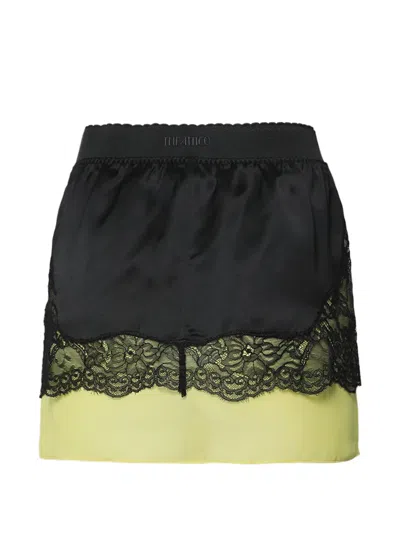 Attico Lace-trim Layered Mini Skirt In Black