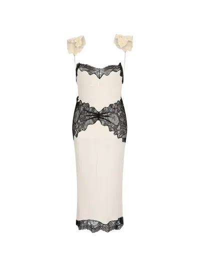 Attico Lace-trim Ruffled Midi Dress In Multi