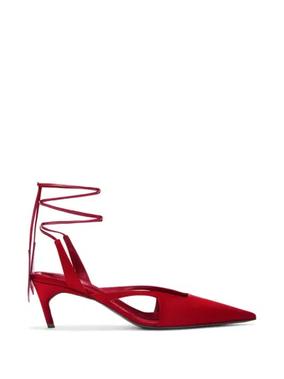 Attico Lace-up Slingback Pumps In Red