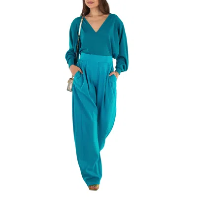 Attico Ladies Capri Blue Plunge V-neck Jumper